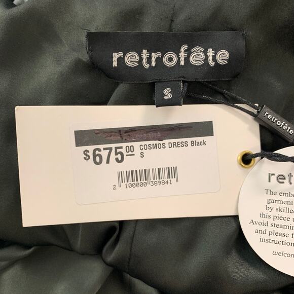 RETROFETE Size S Black Polyester Beaded Shift Dress - Picture 7 of 10